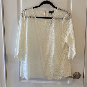 The Limited White Lace 3/4 Sleeve Top